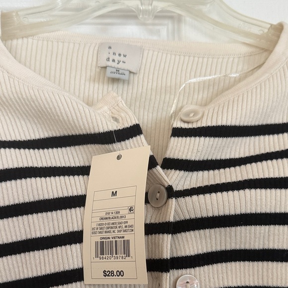 a new day Cream & Black Striped Button-Up Cardigan - Picture 2 of 3